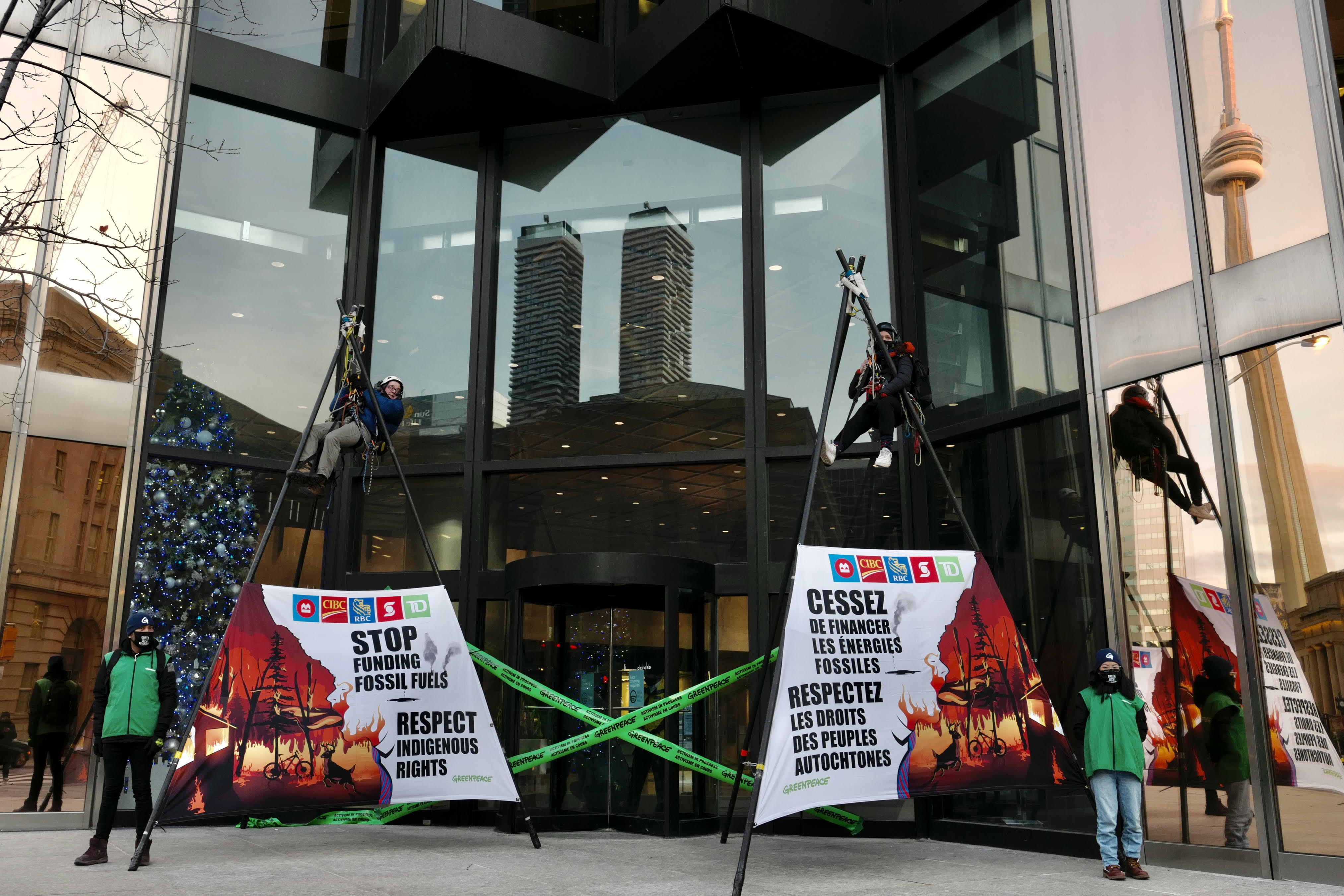Greenpeace activists block entrance to RBC tower